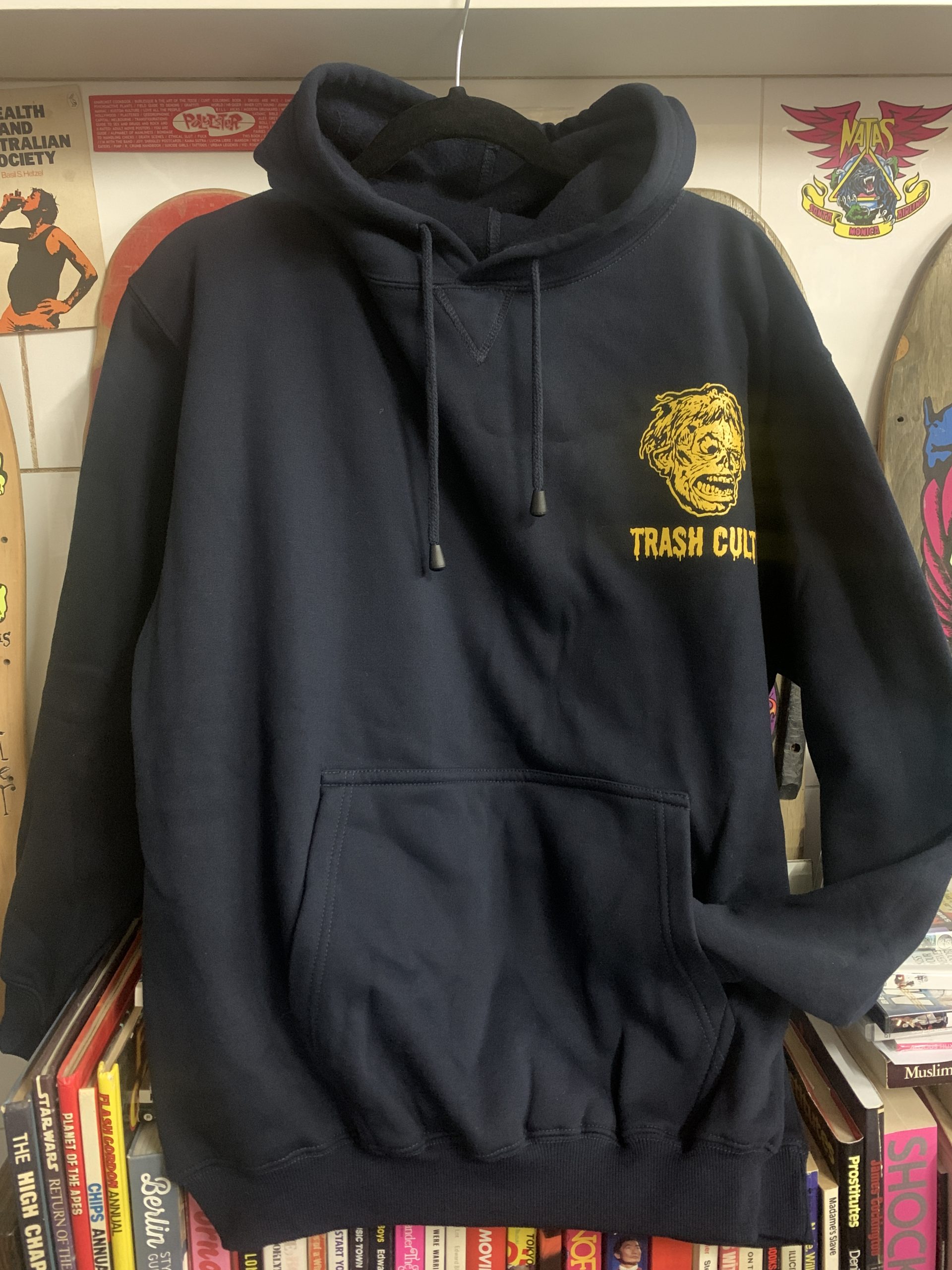 Trash Cult Hoodie - Navy with Yellow - Trash Cult